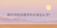 简历中的自我评价应该怎么写?